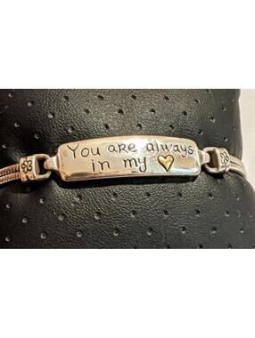 Brighton "You Are Always In My Heart" ID Style Bracelet Silver Plated 6.75"-7.5"